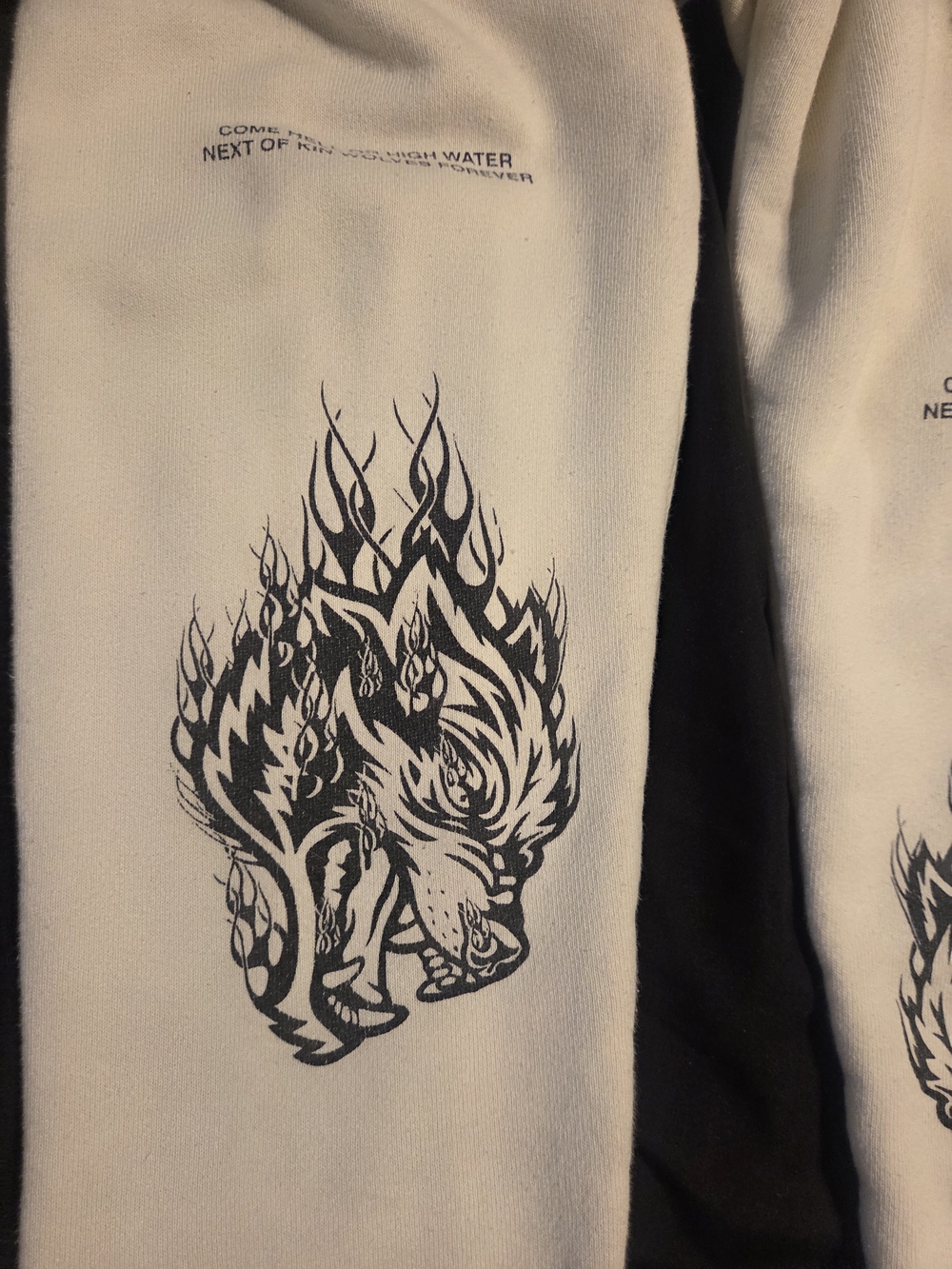 Darc Sport White Joggers with Black Flame Wolf Graphic - Picture 7 of 9